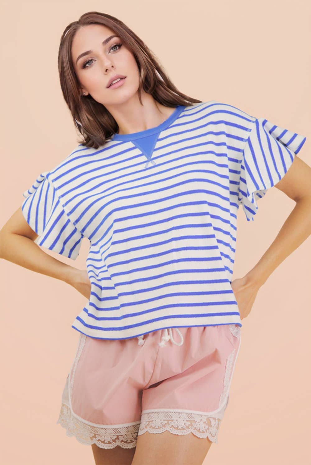 Sophia Ruffle Stripe Knit Top