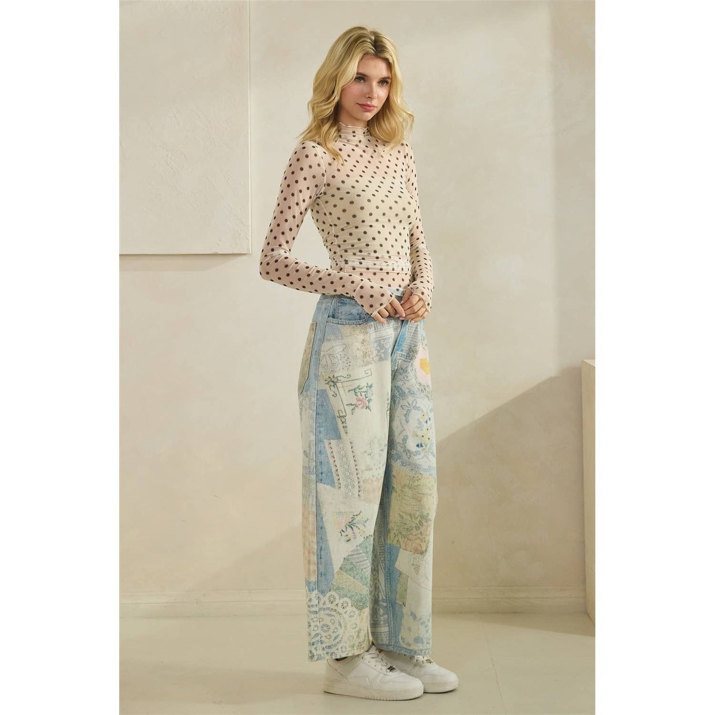 Lace Long Sleeve See Through Top