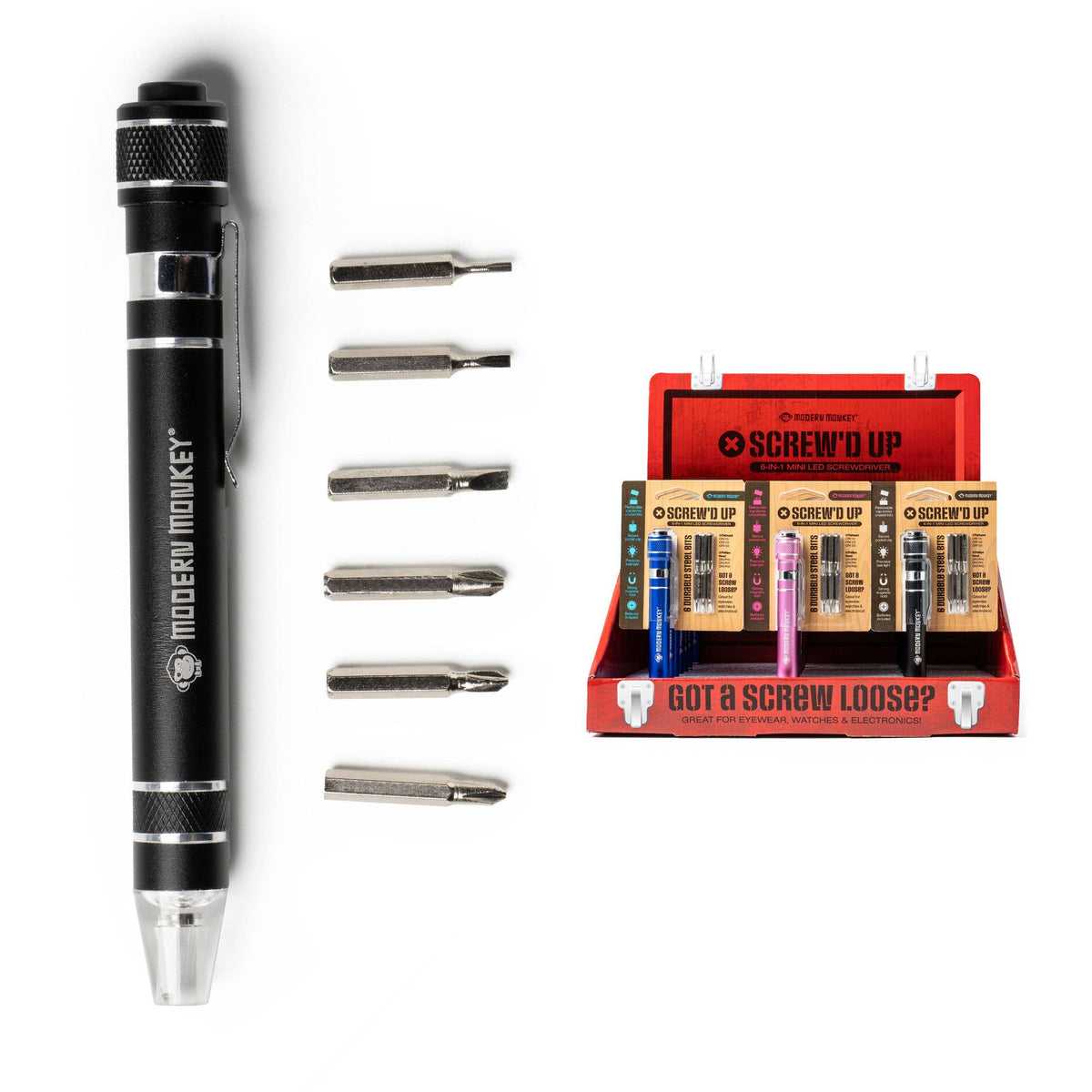 Modern Monkey® Screw’d Up 6-in-1 Mini LED Screwdriver