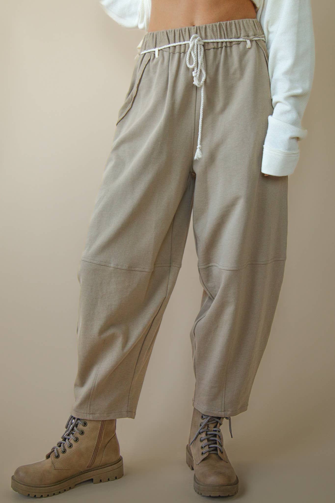 Braid Waist Strip Barrel Pants