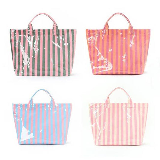 Striped Vinyl Tote Bag