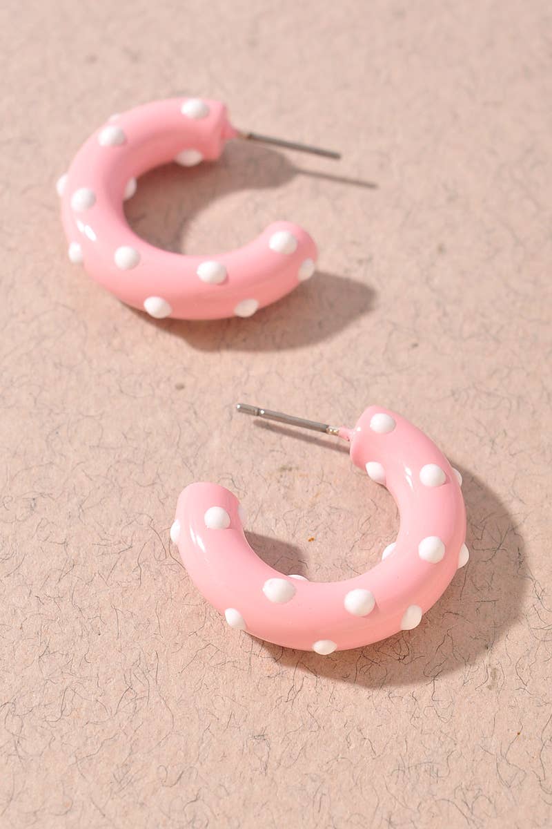 Polka Dot Resin Hoop Earrings