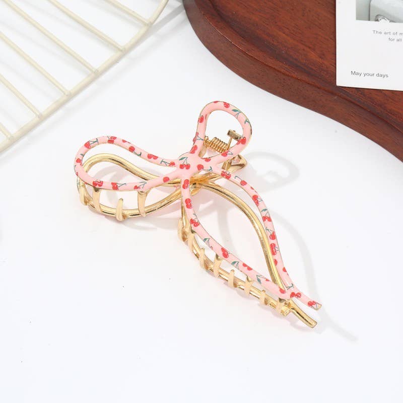 Floral Metal Bow Claw Clip