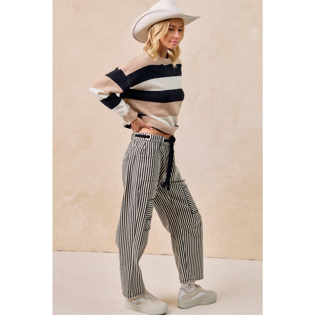 Striped Twill Pants