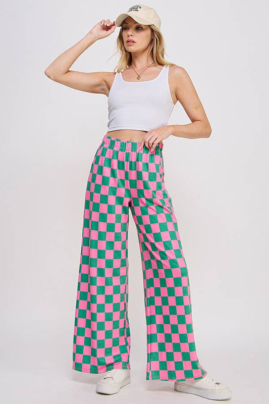 High Waist Checker Board Pants