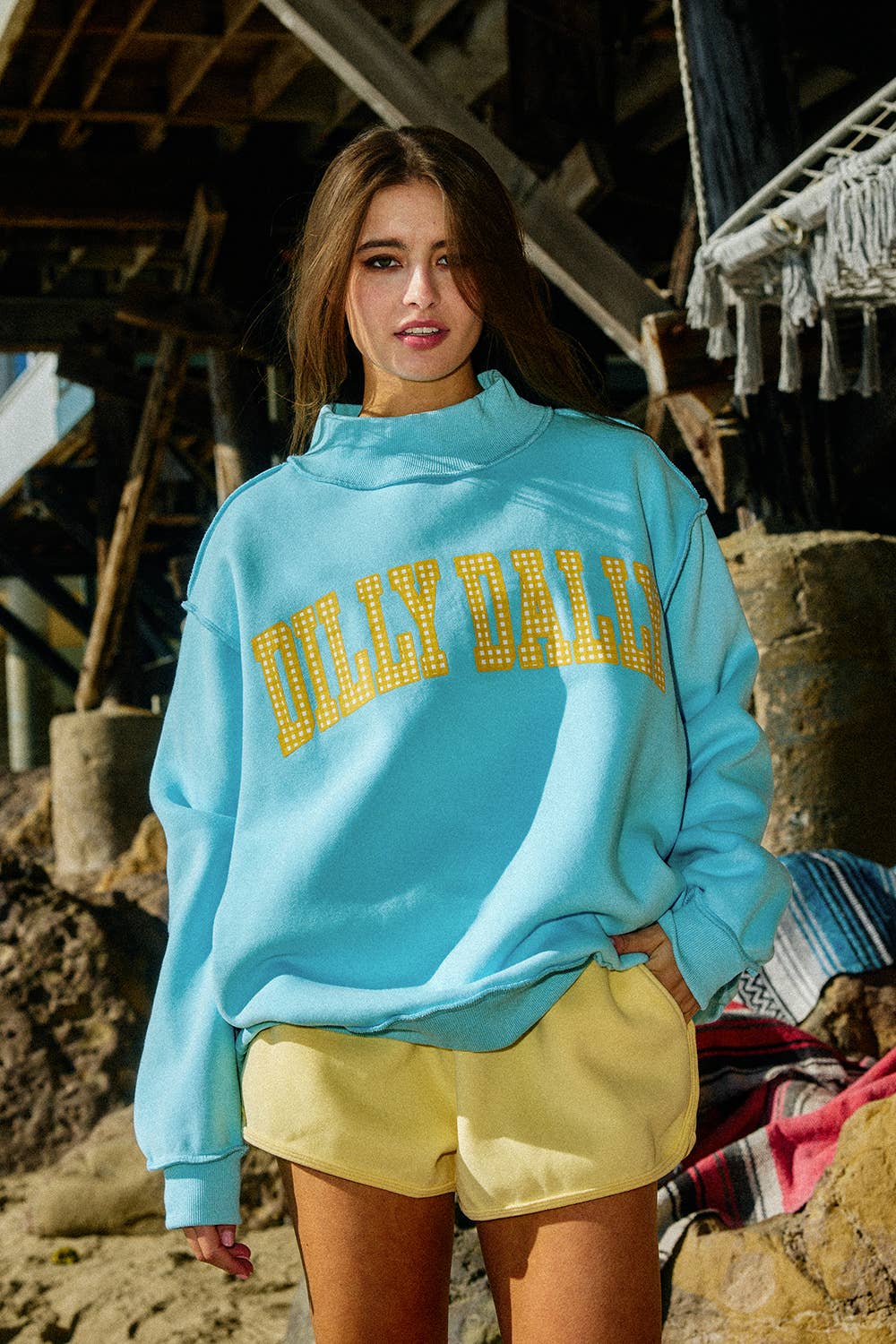 Dilly Dally / Lolly Gag Reversible Mock Neck Sweatshirt