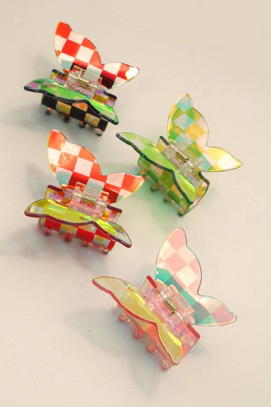 Checker Butterfly Hair Clip