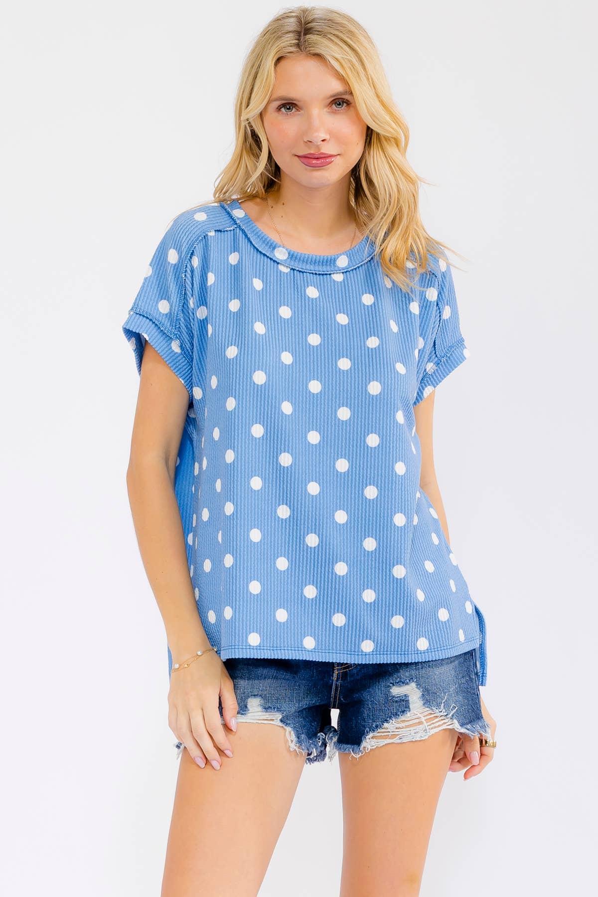 Polka Dot Ribbed Top