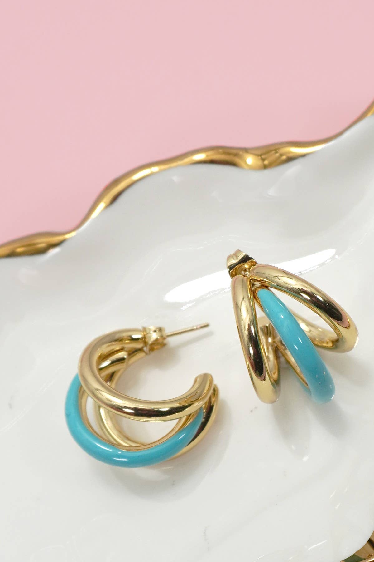 18K Waterproof Pink Hoops
