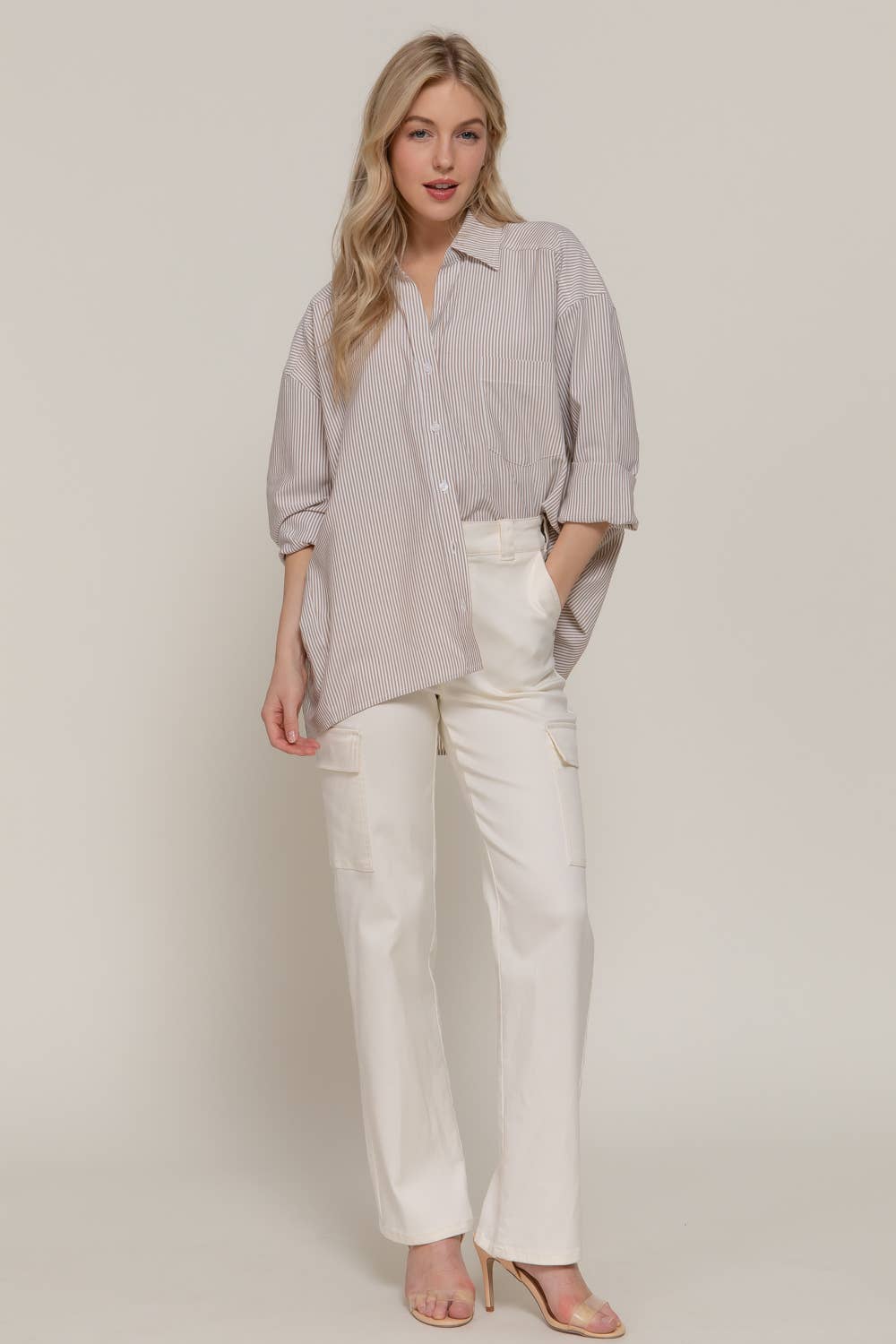 Oversized Striped Button Up Shirt