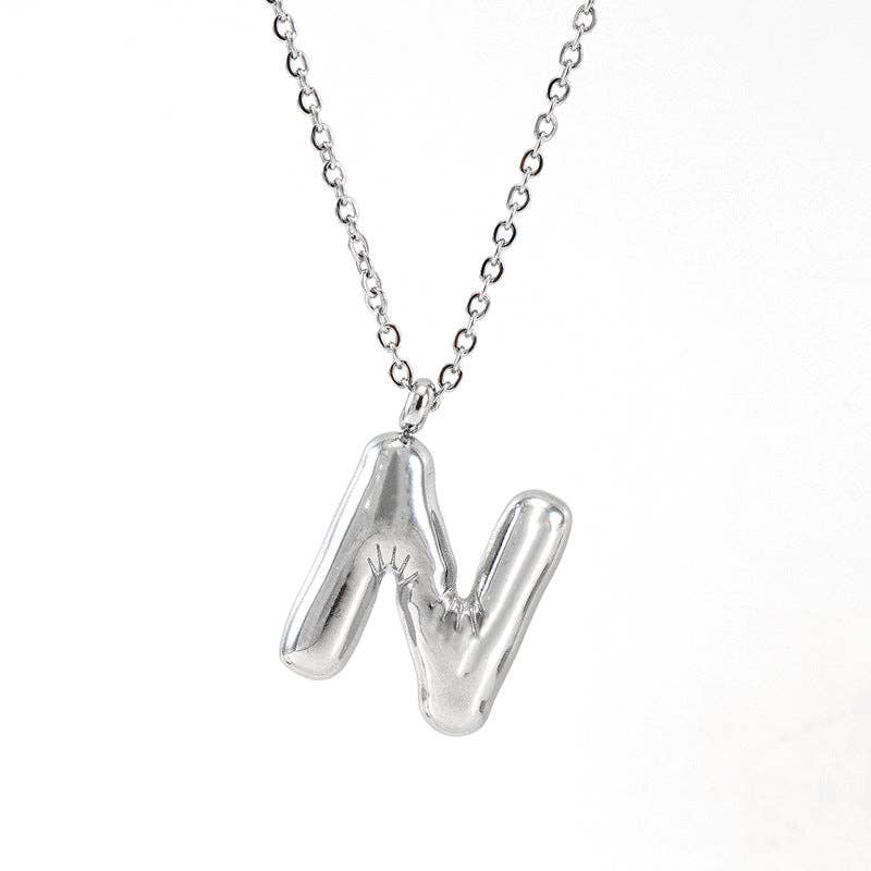 Silver Bubble Initial Necklace