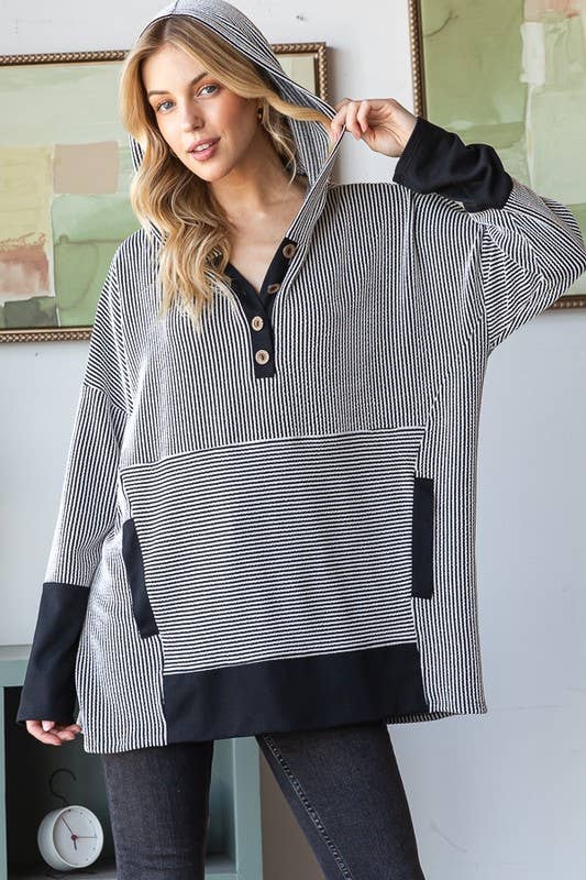 Black & White Stripe Hoodie