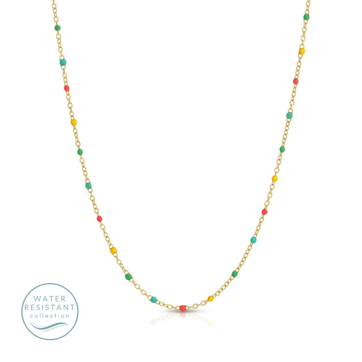 Sweetly Colored Delicate Chain Necklace, Water-Resistant