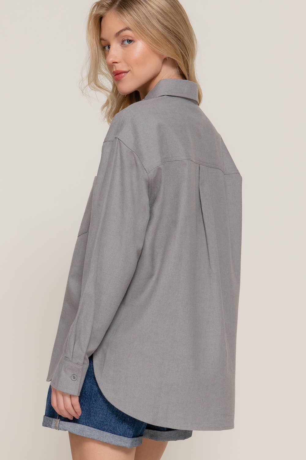 Relaxed Cotton Button Up Shirt