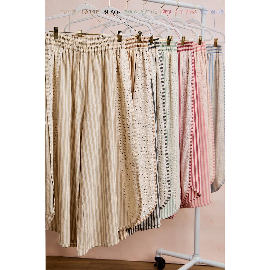 Floral Eyelet Wide Leg Pants