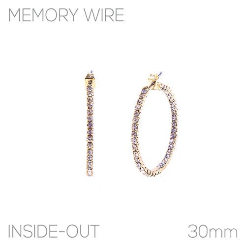 Gold Thin Rhinestone 1.2" Hoop Earring