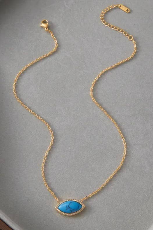 Waterproof Blue Stone Necklace