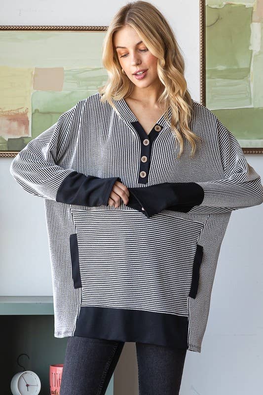 Black & White Stripe Hoodie