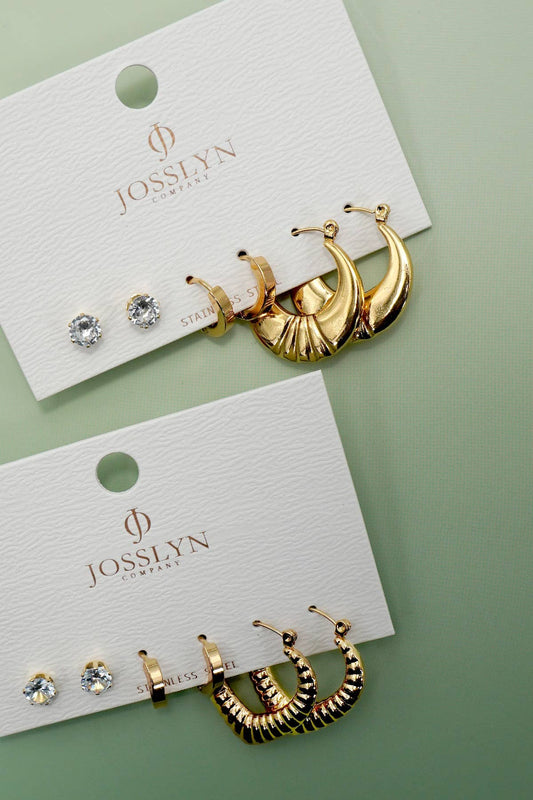 Waterproof Stud & Hoop Trio