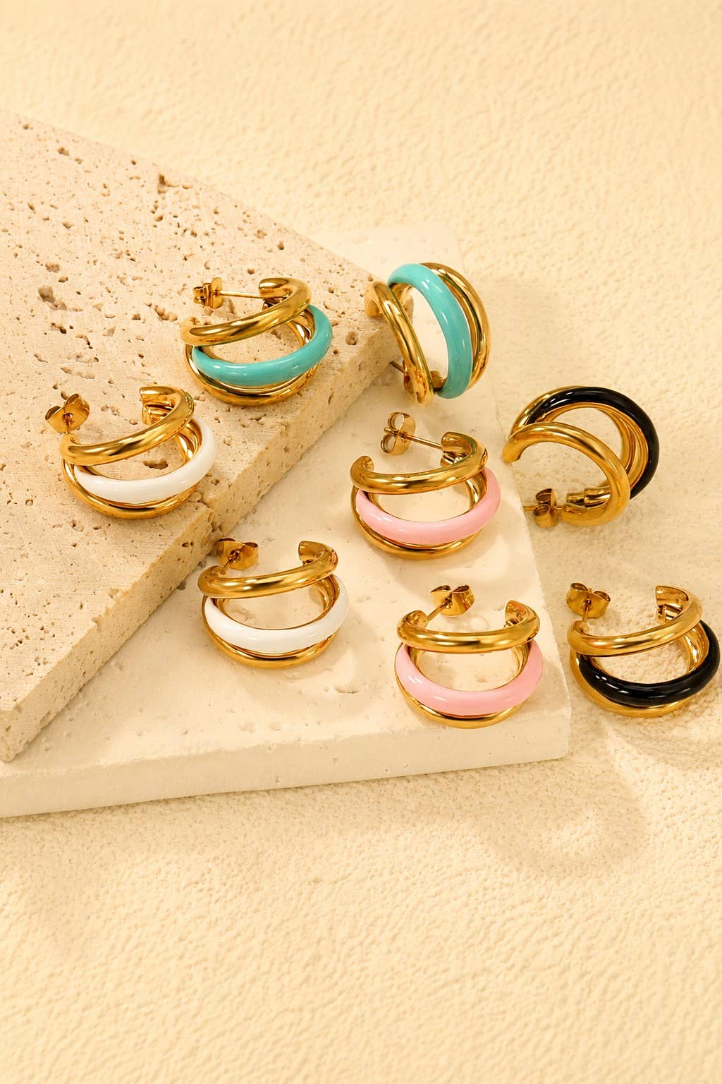 18K Waterproof Pink Hoops