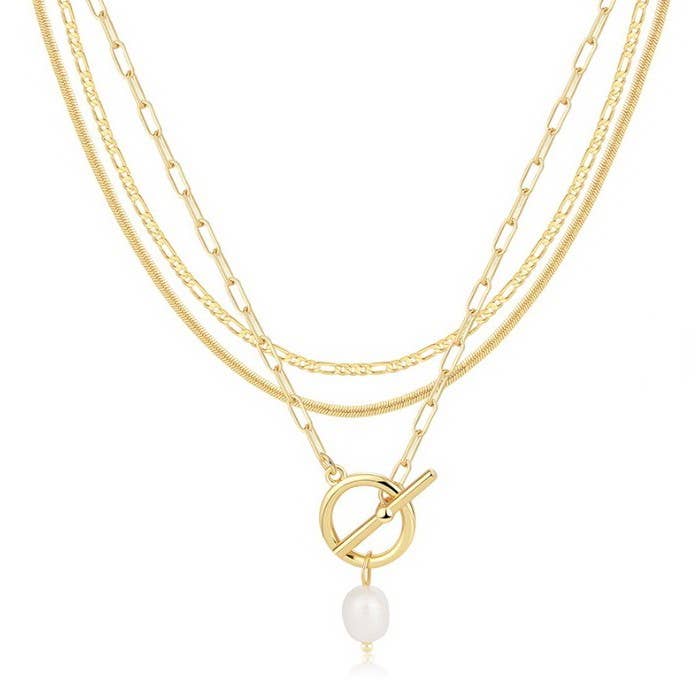 Layered Pearl Lock Necklace