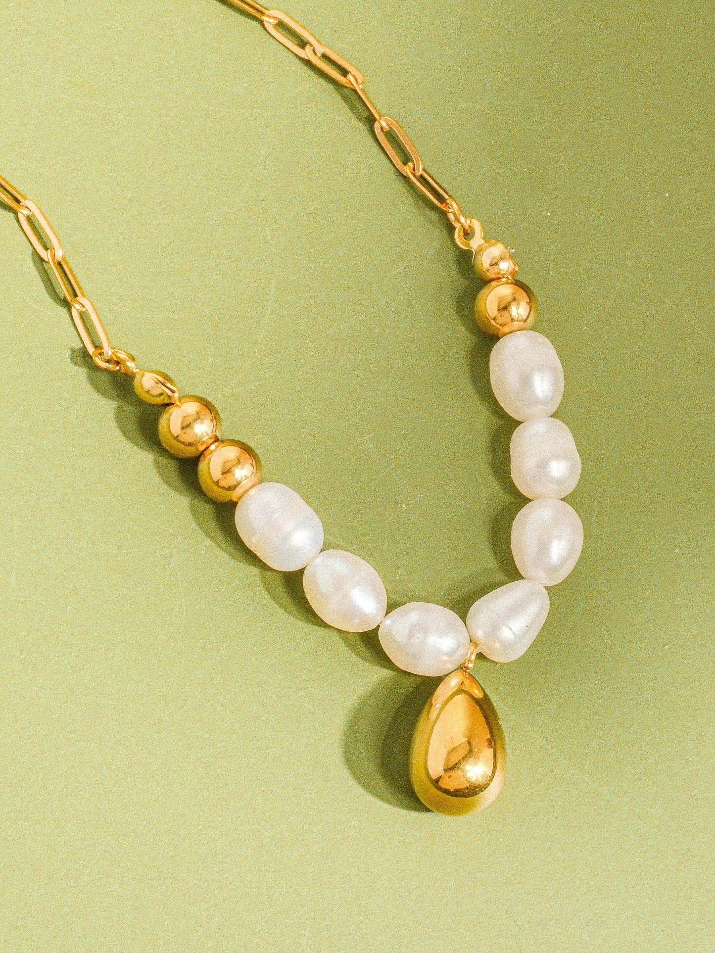 18K Gold Non-Tarnish Pearl Droplet Necklace