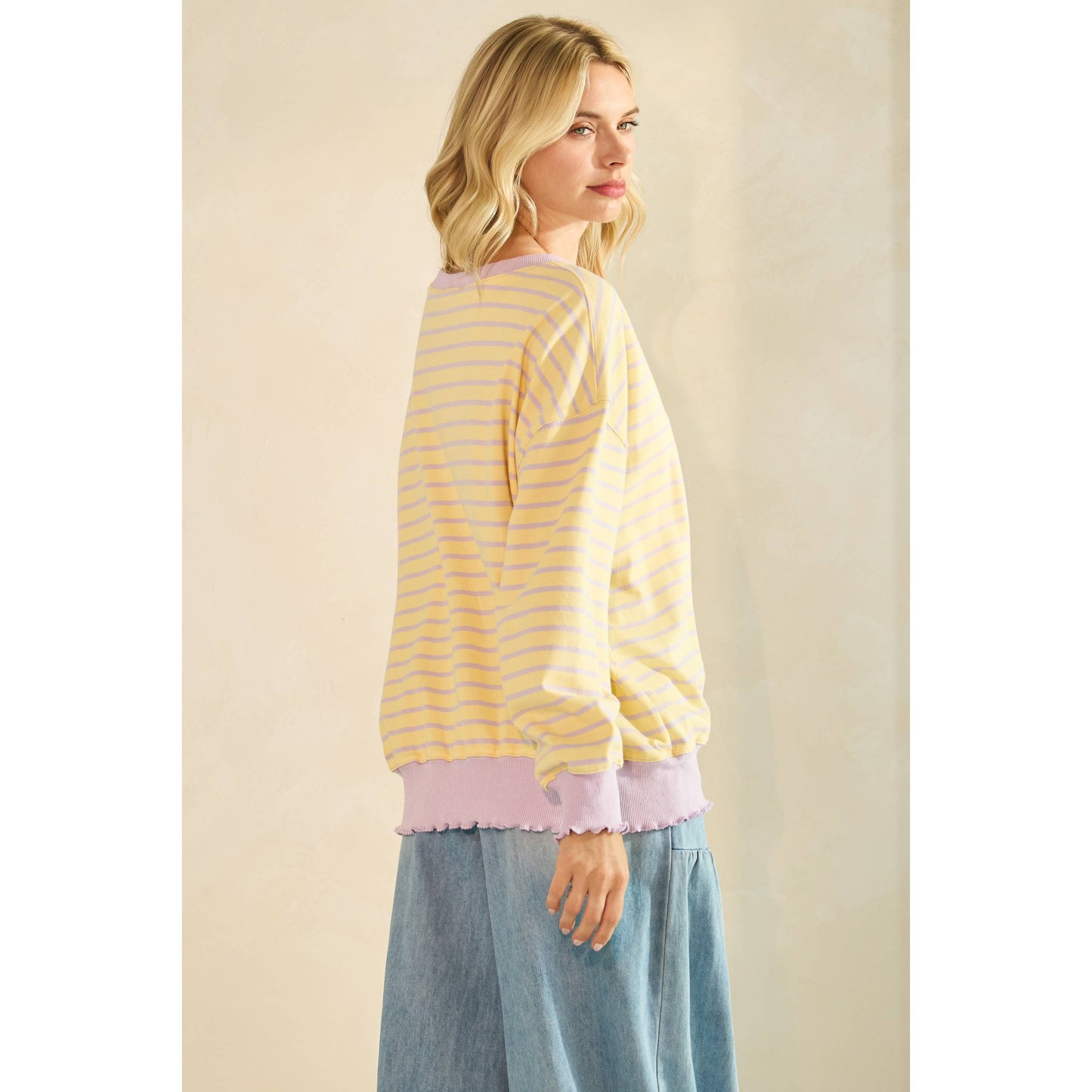 Striped Knit Long Sleeve Top