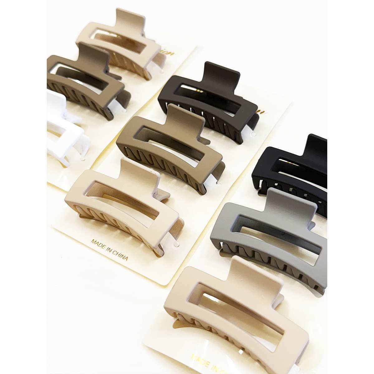 Neutral Mini Rectangle Hair Clip Set