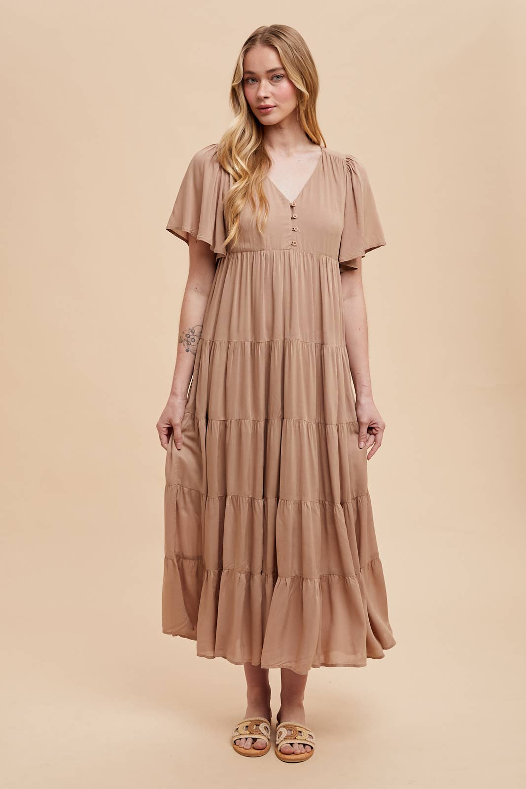 Apricot Flowy Maxi Dress