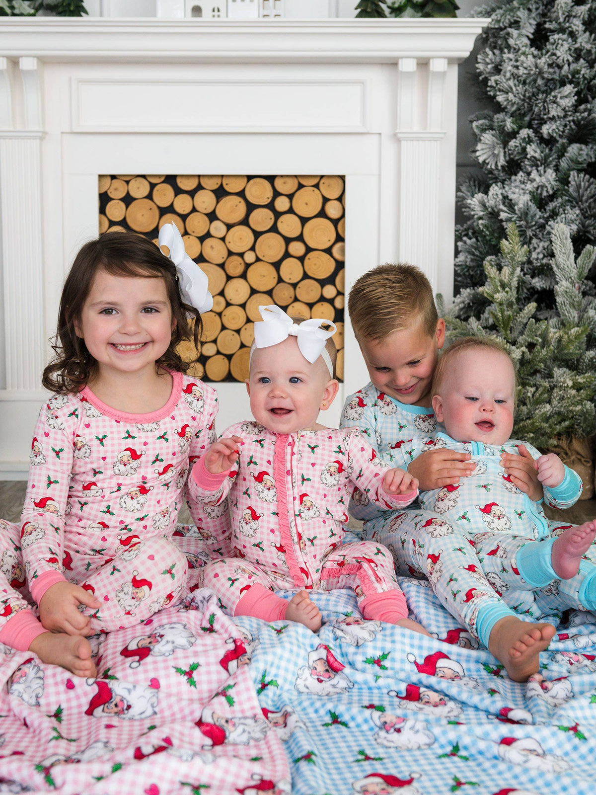 SoftSnooze™ Baby Bamboo Viscose Blue Dear Santa Convertible One Piece Footie Pajama