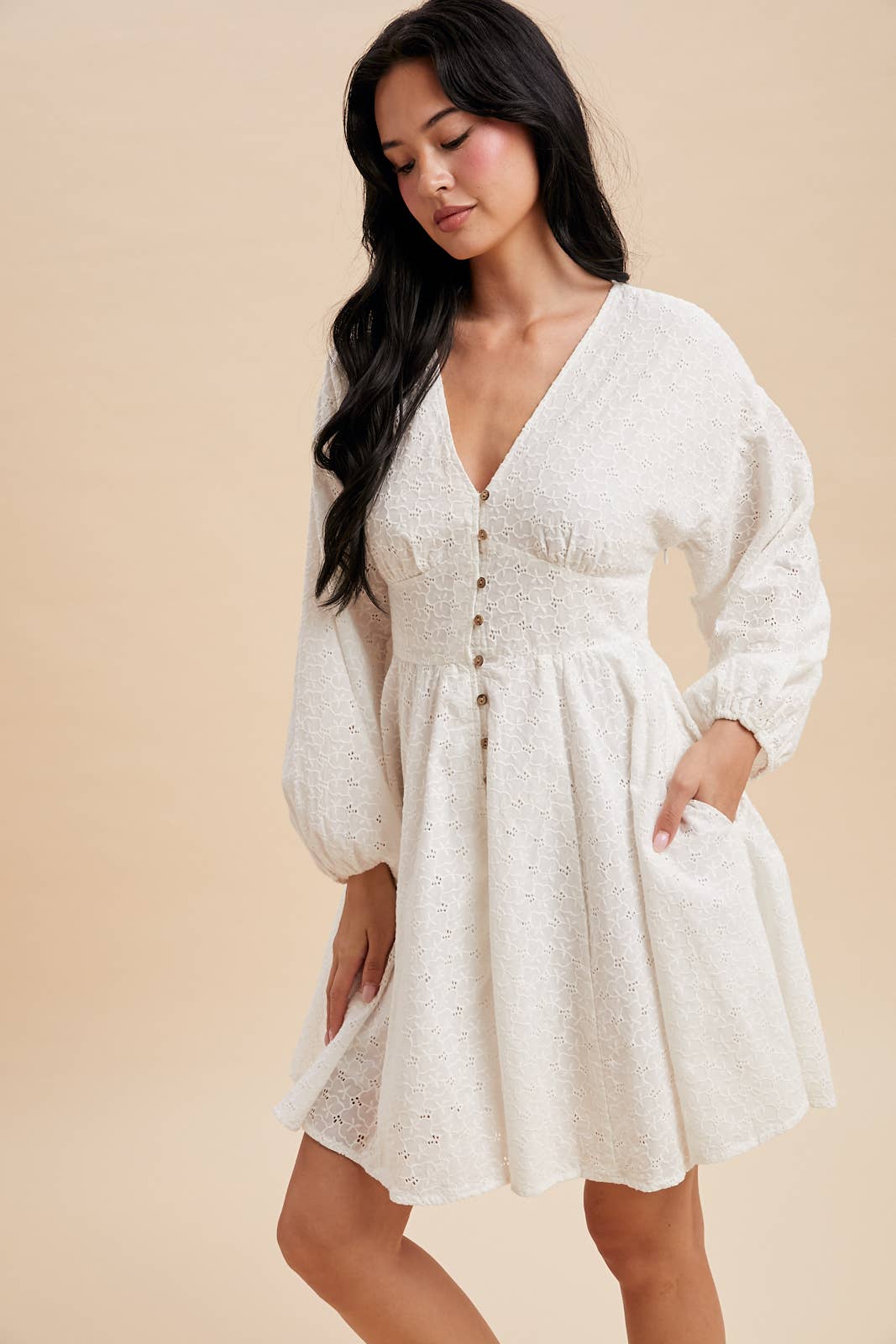 Ella Eyelet Button Down Dress