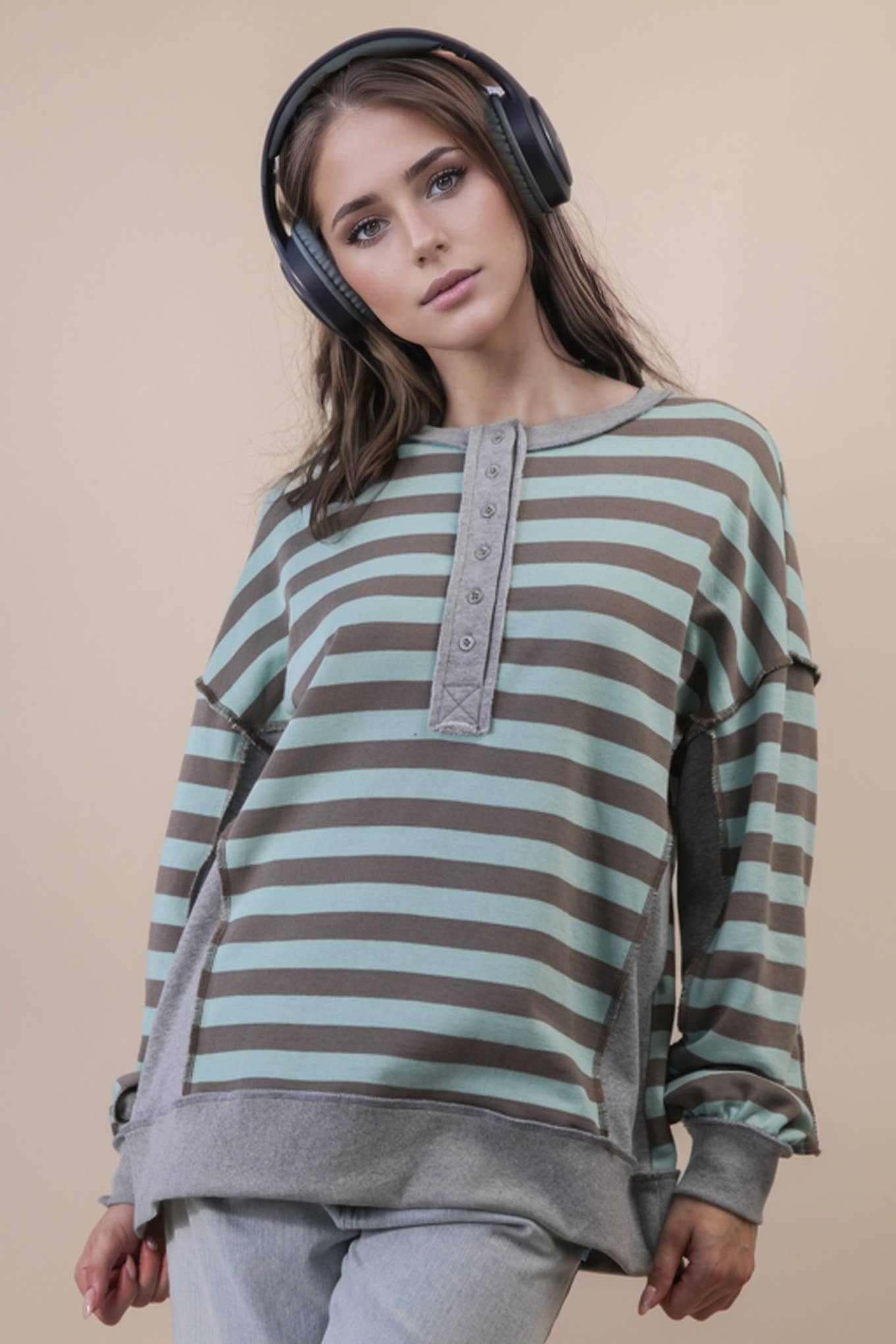 Oversized Striped Rugby Top
