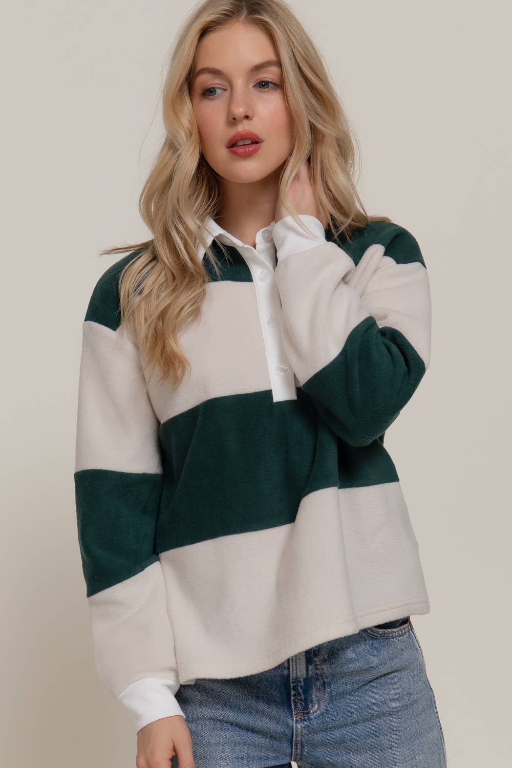 Rugby Stripe Polo Top