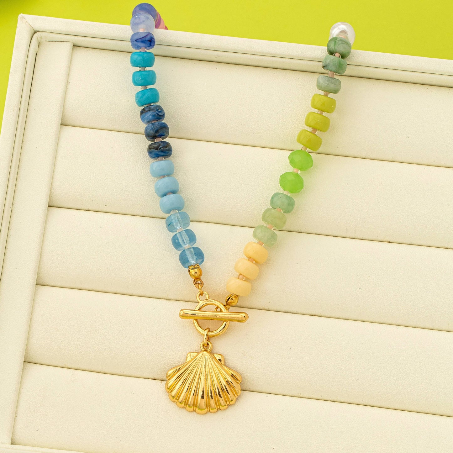 Beaded Seashell Charm Necklace