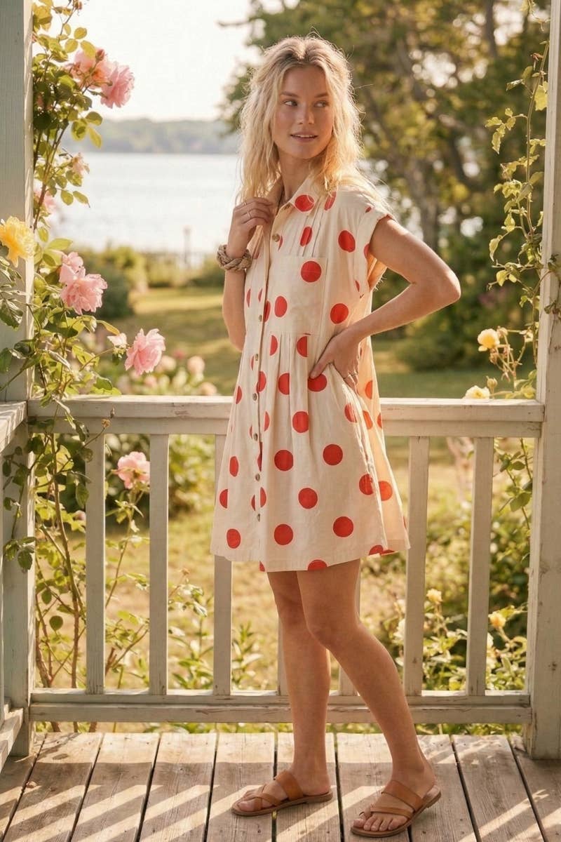 Polka Dot Poplin Mini Dress
