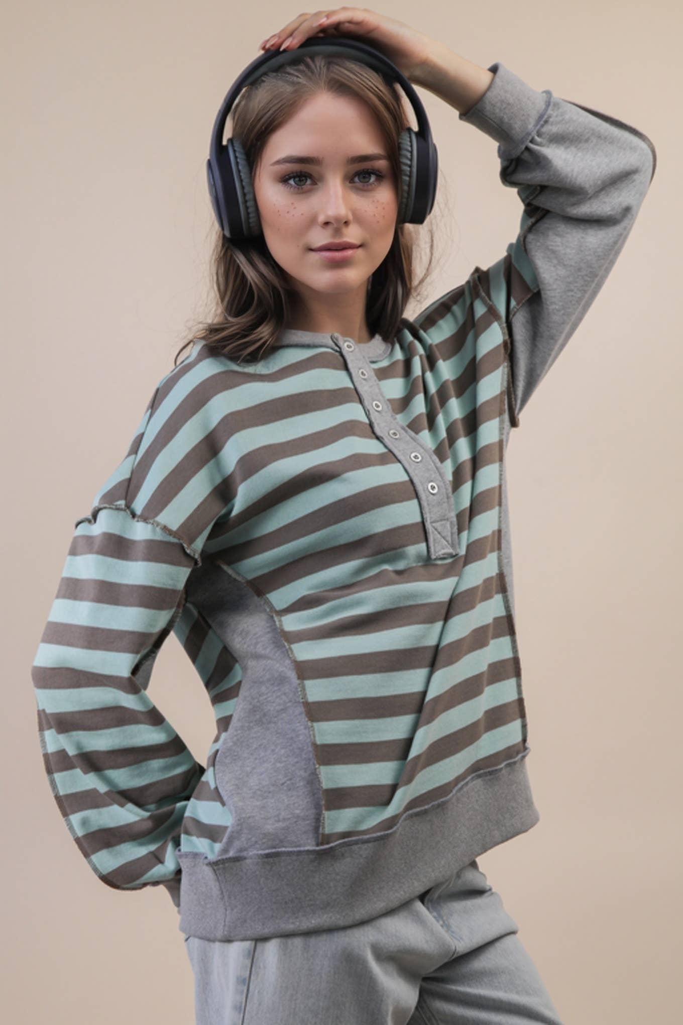 Oversized Striped Rugby Top