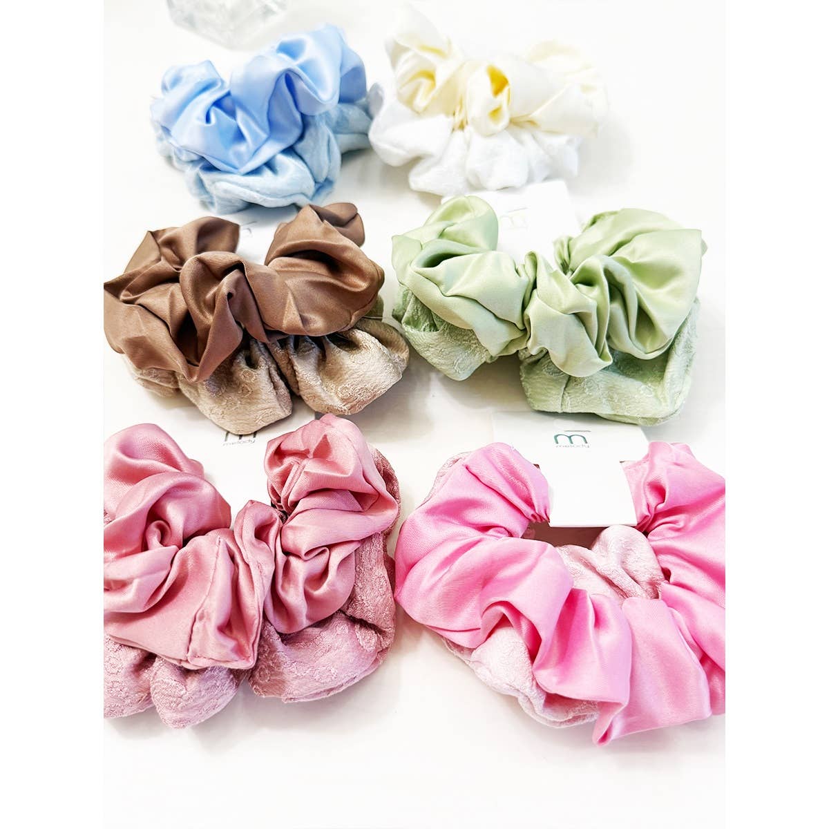 Duo Satin and Textured Scrunchie Set