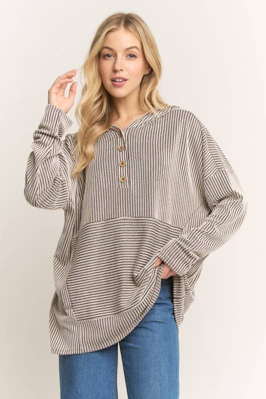 Brown Stripe Hoodie