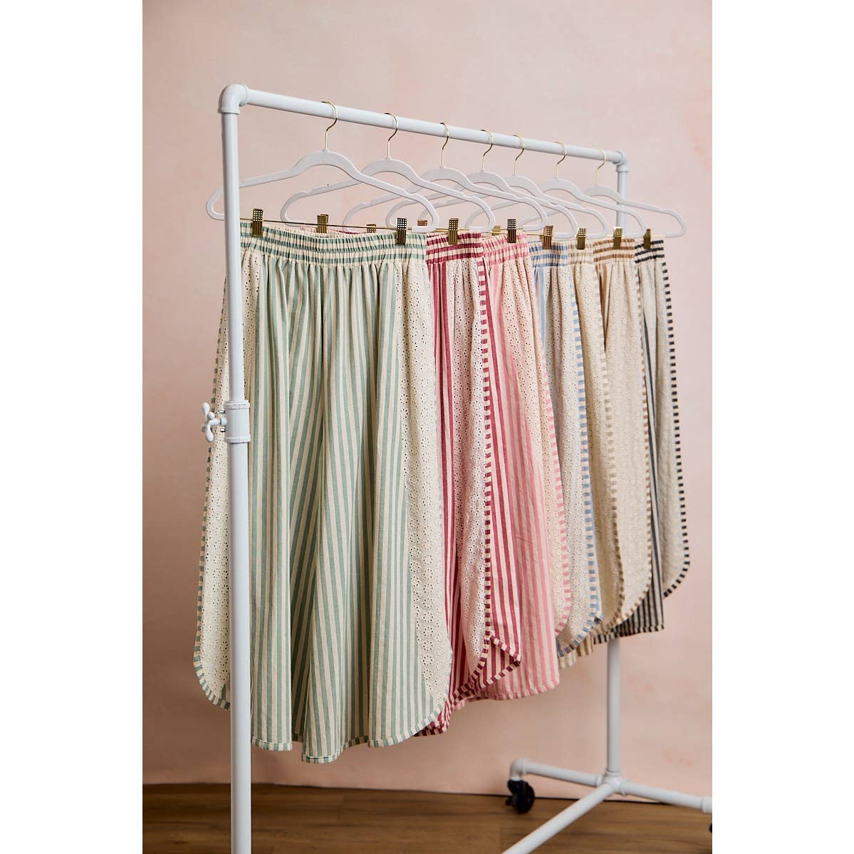 Floral Eyelet Wide Leg Pants