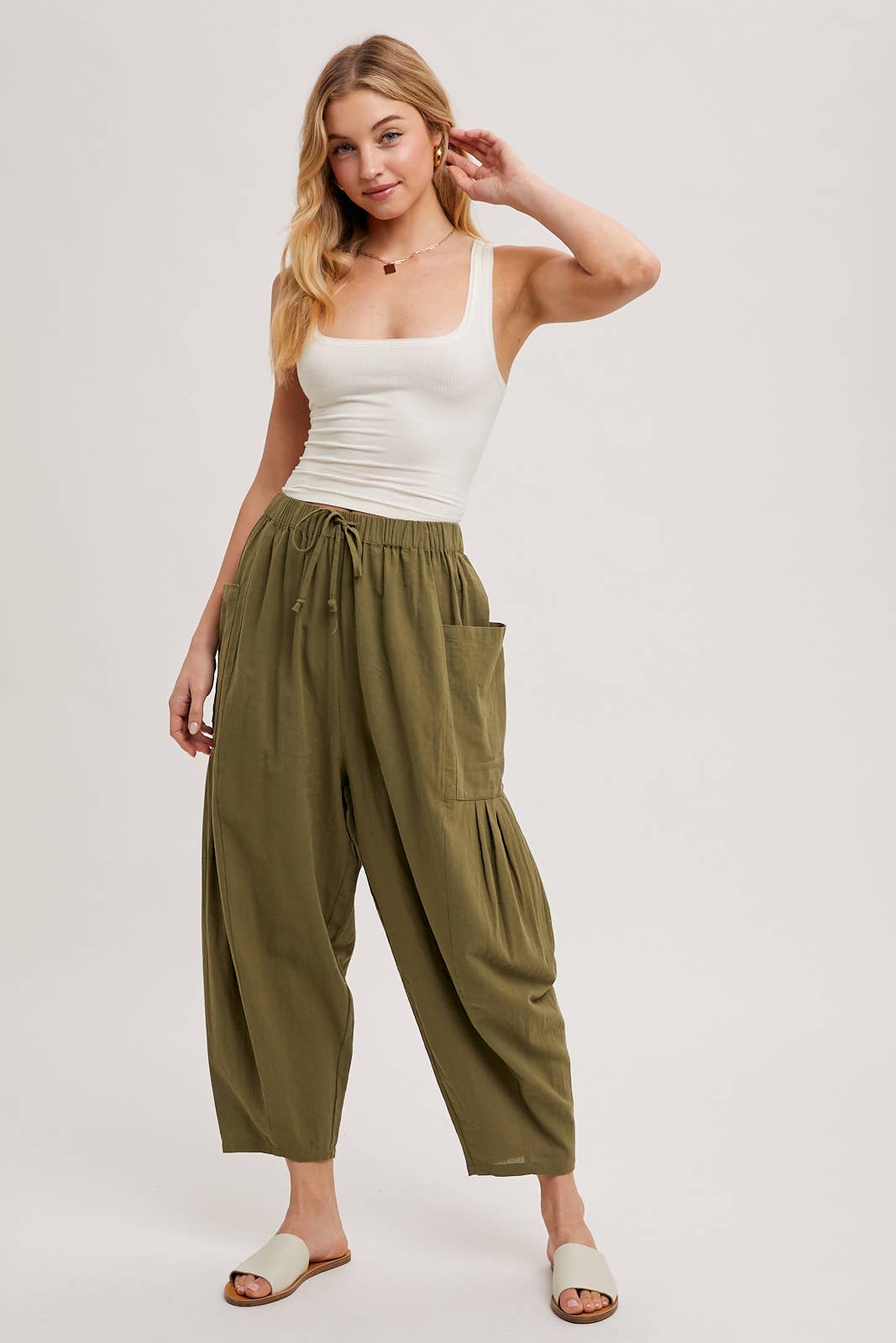 Linen Blend Wide Leg Pants