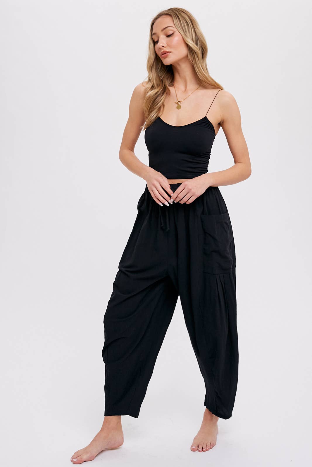 Linen Blend Wide Leg Pants