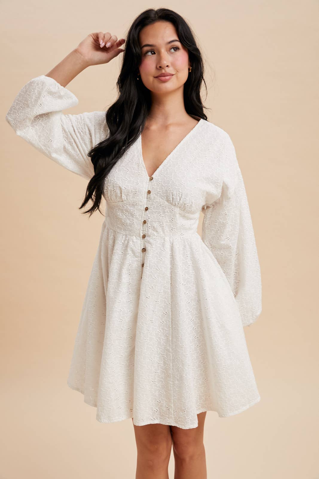 Ella Eyelet Button Down Dress