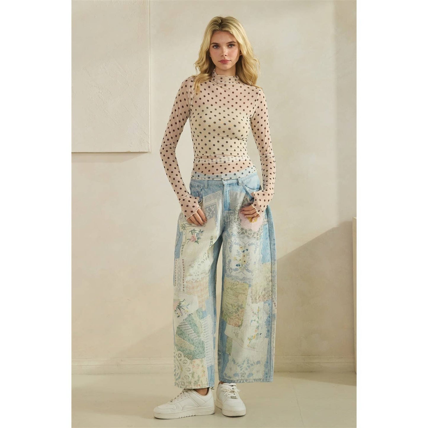 Lace Long Sleeve See Through Top