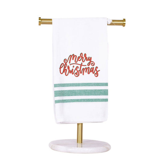 Merry Christmas Hand Towel   White/Green/Red   20x28