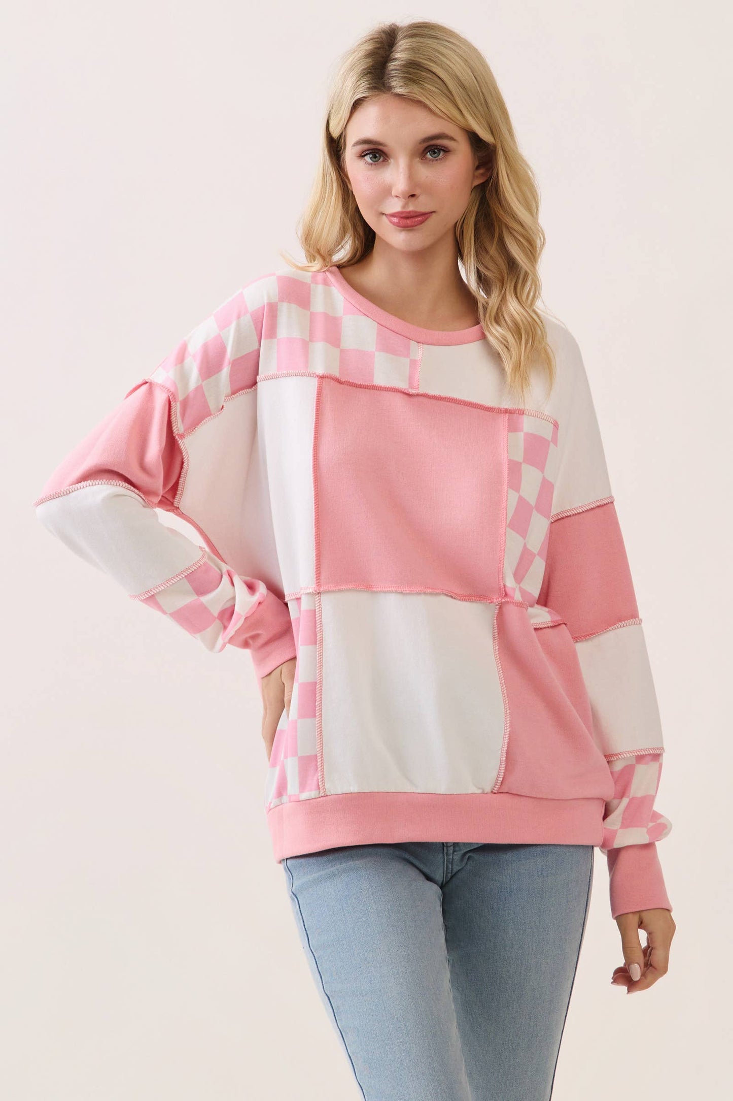 Pink Checker Pullover