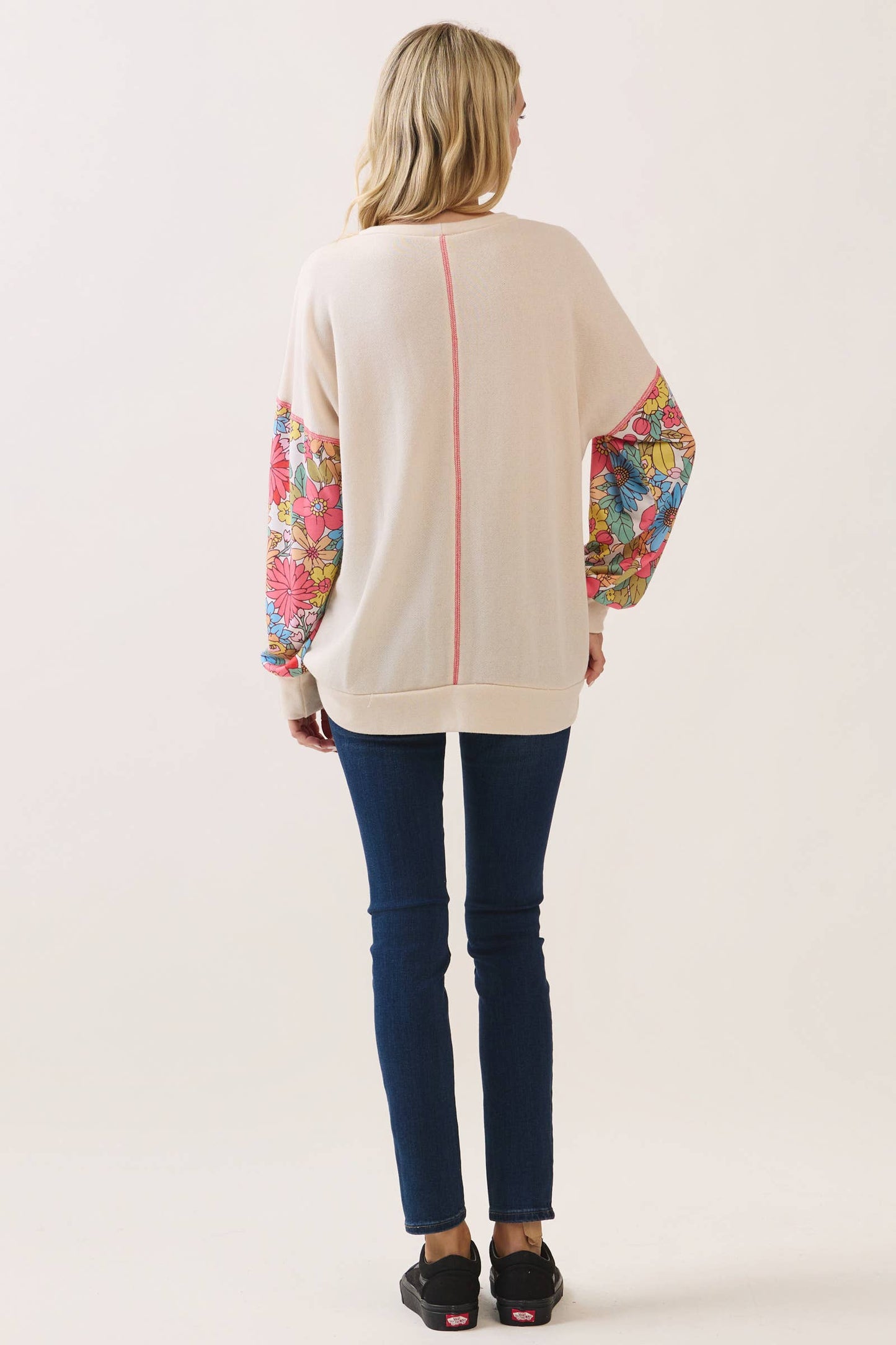 Floral Sleeve Pullover