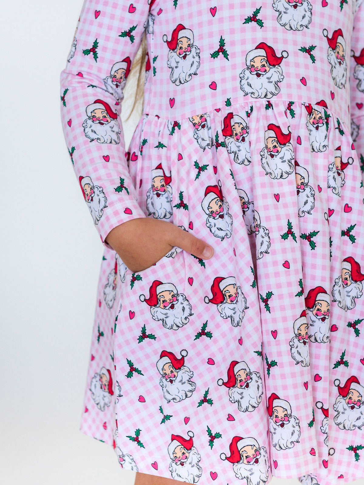 Girls Pink Dear Santa Knit Long Sleeve Twirl Dress