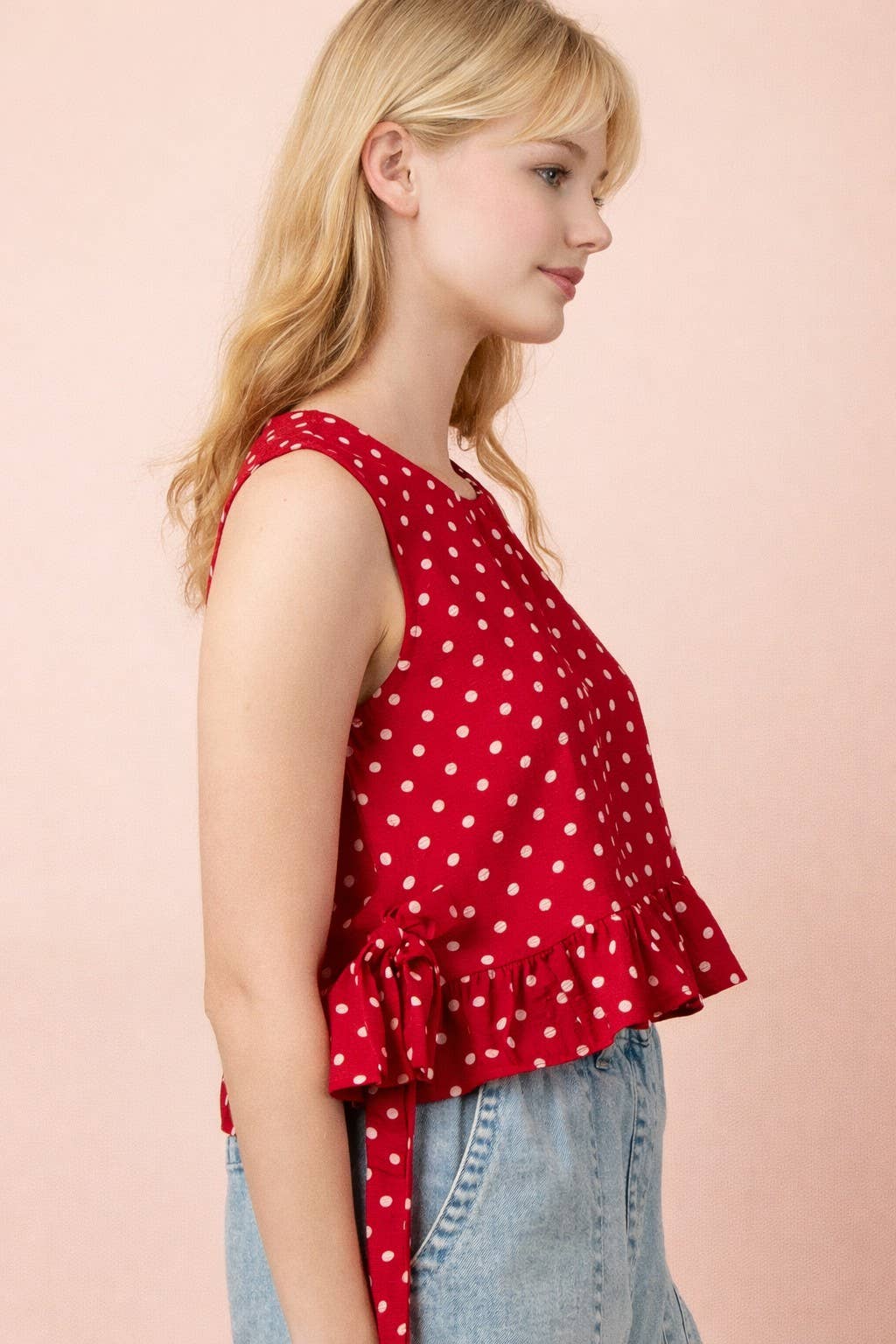 Olivia Side Tie Dot Top