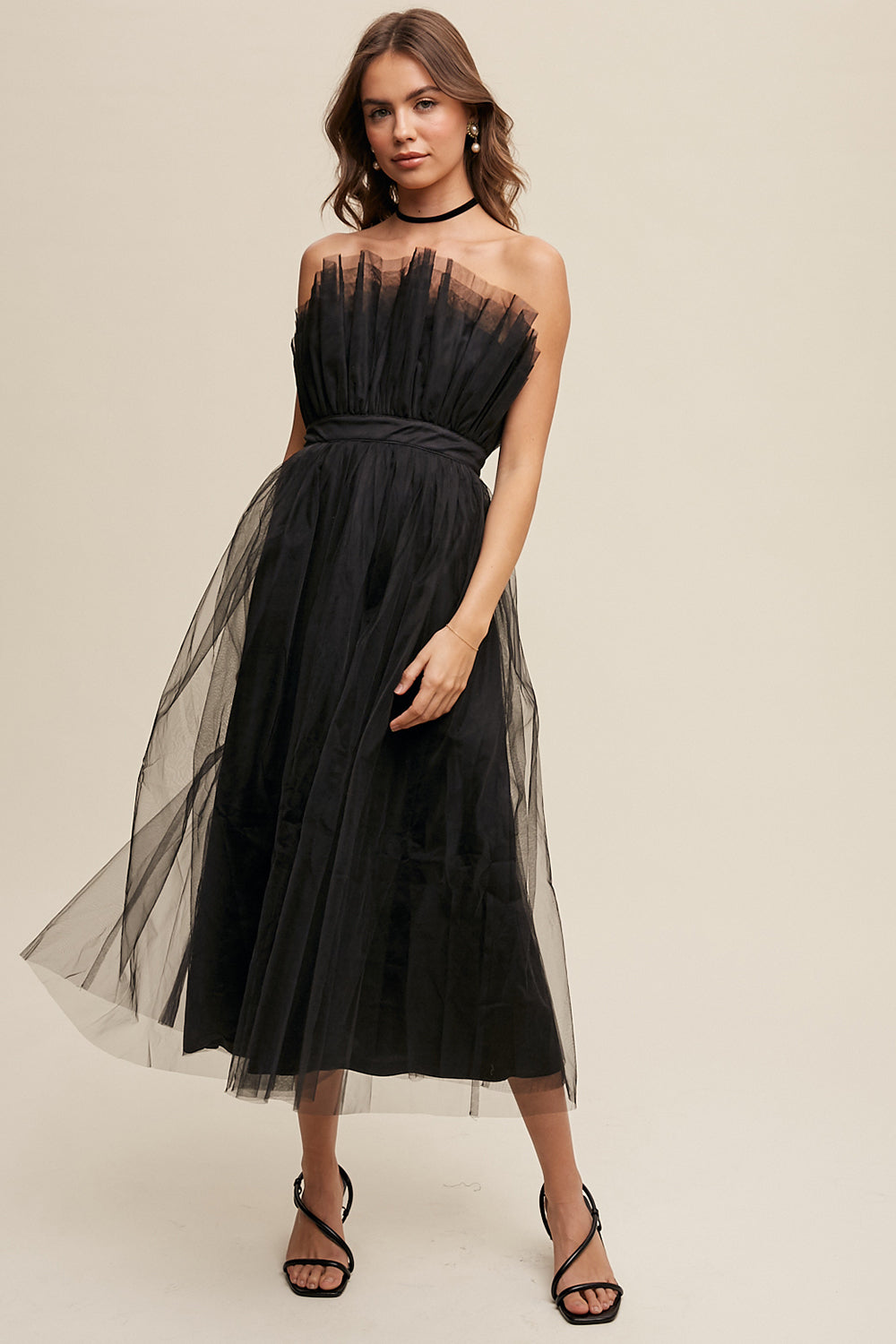 Frill Tulle Maxi Dress