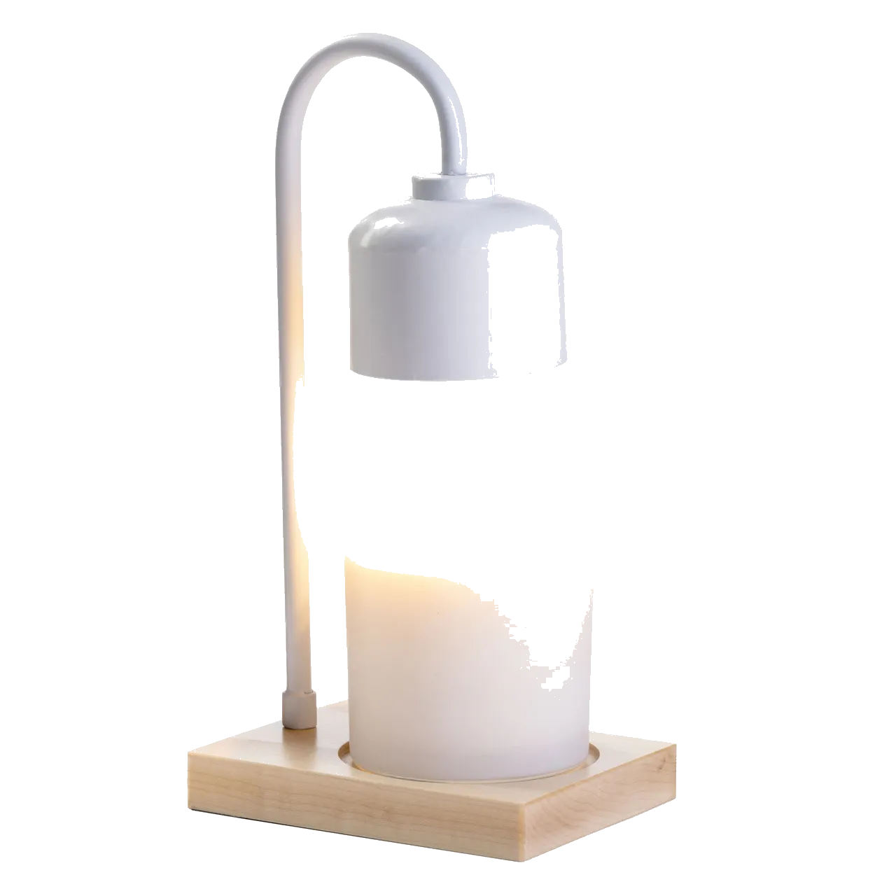 White & Wood Arched Candle Warmer Lamp